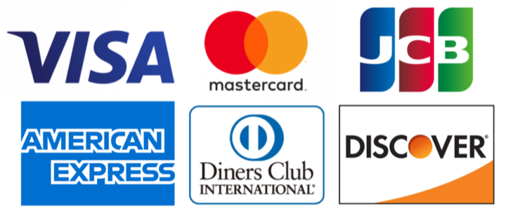 利用可能なクレジットカードブランド：VISA / Mastercard / JCB / American Express / Diners Club / Discover